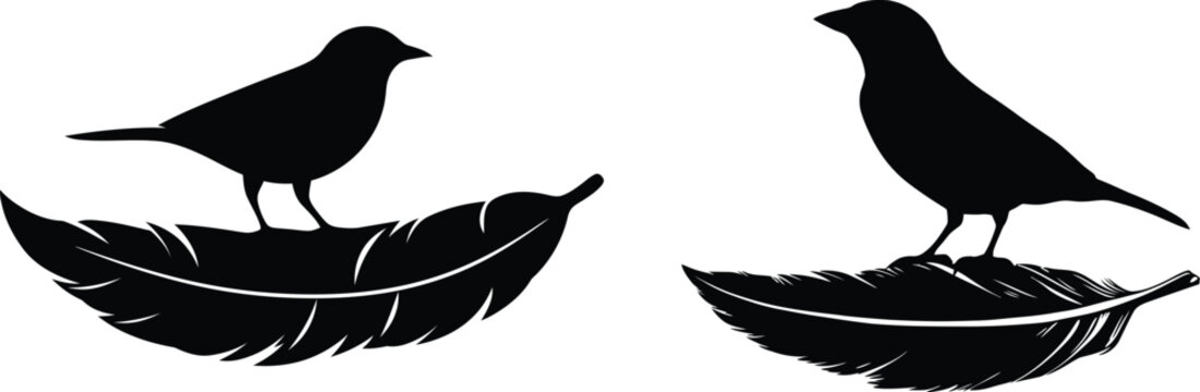 Two black birds sitting on canoe in water
