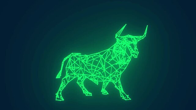 Glowing Green Wireframe Deer Silhouette on Black Background Digital Art