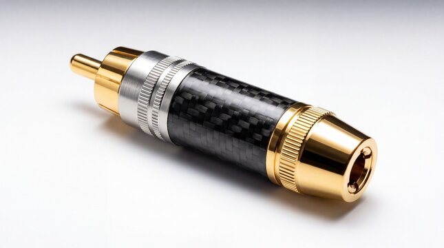 Gold and black rca audio connector plug