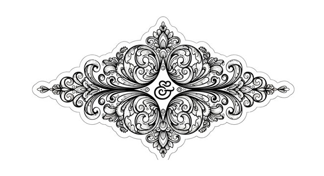 Ornate baroque floral ornament with central ampersand symbol