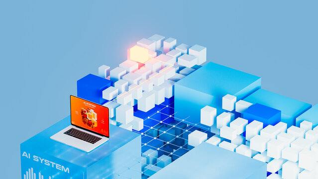 Innovative design shows artificial intelligence data system with cubes