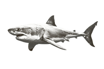 Fototapeta premium realistic great white shark illustration on clean white background