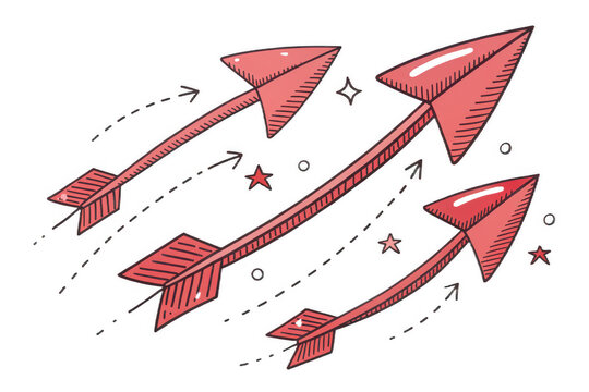 Red hand drawn doodle arrows on white background p n g a i g e n e r a t e d isolated on a transparent background