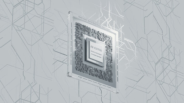 High-tech processor design in AI environment with circuit background