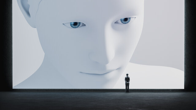 Humanoid robot faces. The future of AI technology