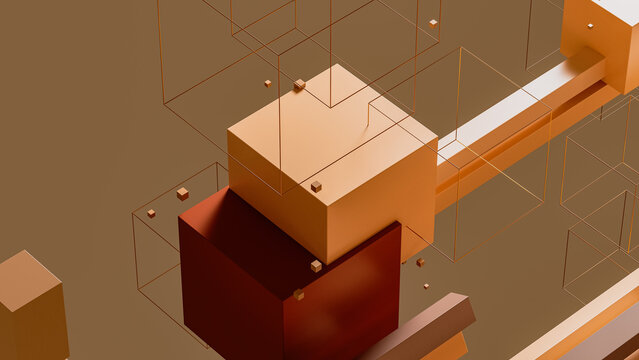 Background of cubes and lines form an abstract data structure
