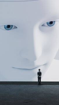 Humanoid robot faces. The future of AI technology