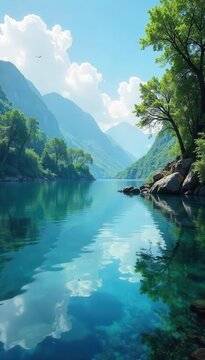 A peaceful texture of calm waters reflecting the sky and surrounding nature, evoking a sense of tranquility and serenity , peaceful, sky