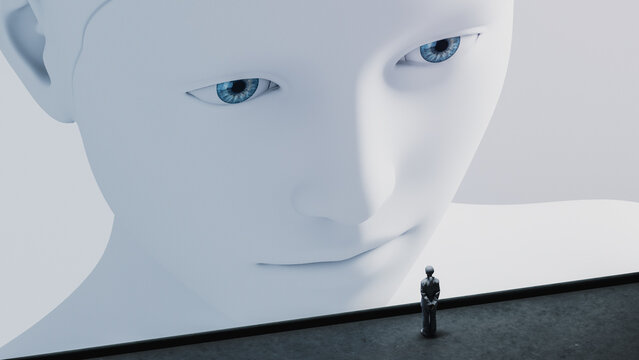 Humanoid robot faces. The future of AI technology