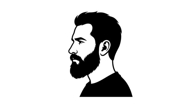 Modern side profile silhouette of a man with beard.