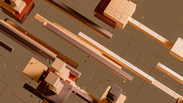 Background of cubes and lines form an abstract data structure