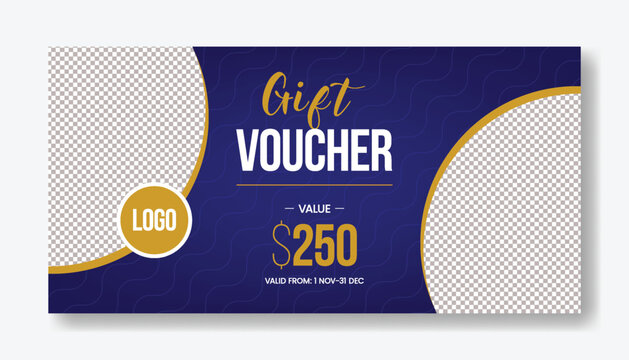 Luxury jewelry gift voucher template for beauty and fashion branding and marketing promotion with blue wavy pattern design, giveaway gift card, promotional banner ad, thumbnail design