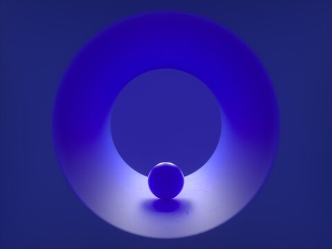Blue Sphere Inside Abstract Circular Tunnel