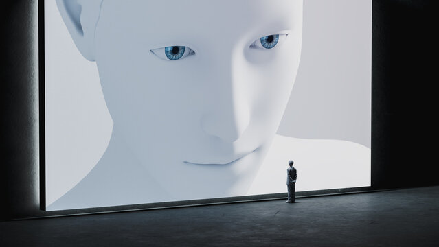 Humanoid robot faces. The future of AI technology