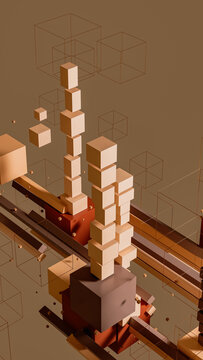 Background of cubes and lines form an abstract data structure