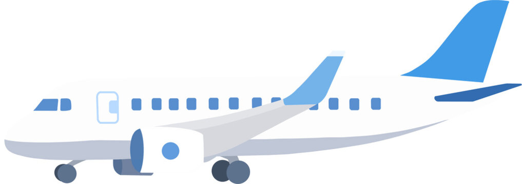Commercial airplane flying side view isolated on white background vector illustration.