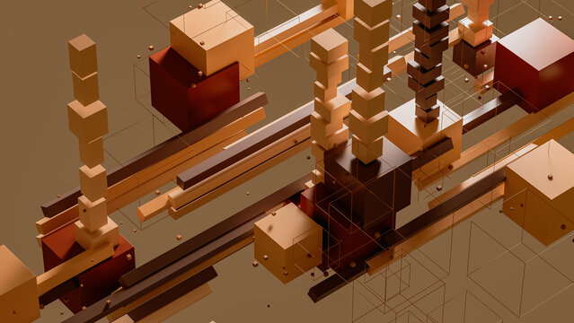 Background of cubes and lines form an abstract data structure