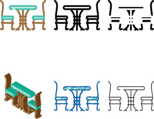 Obraz premium bistro set outdoor furniture color mix icon vector. bistro set outdoor furniture sign. isolated symbol illustration