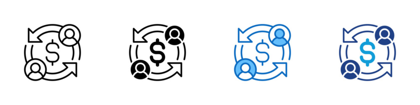 Stakeholder Engagement Multiple Style Icon Design Vector - Circular finance and people arrows representing stakeholder engagement, investor dialogue, and collaborative value creation