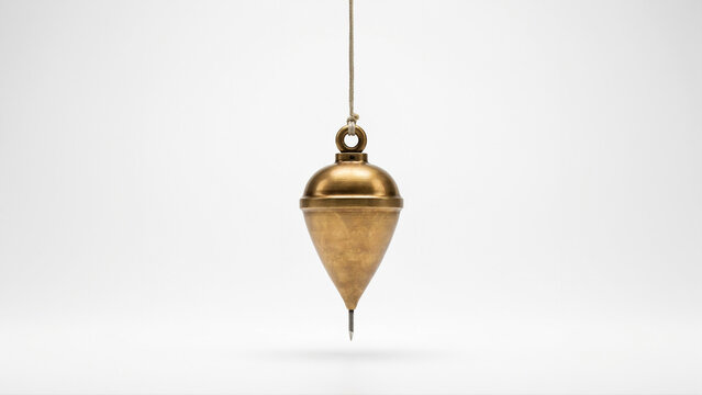 Brass Plumb Bob Tool Isolated White Background - Alignment Concept - Ethical Governance Symbol, Construction Truth Metaphor, and Leadership Training Graphic