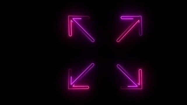 glowing neon fullscreen icon animation black background. 4K Video motion graphic animation.