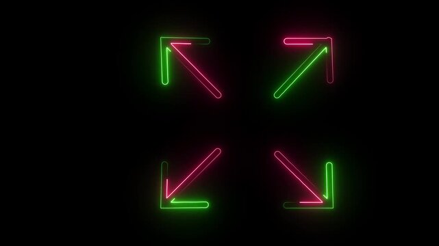 glowing neon fullscreen icon animation black background. 4K Video motion graphic animation.