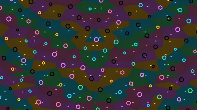 Colorful flowers scattered across multicolored background