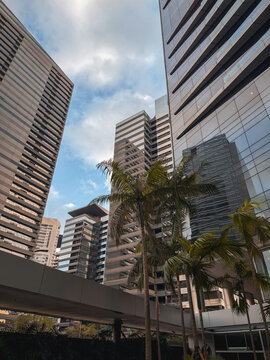 Close up moderen office buildings in the finance district. Morumbi  Sao Paulo  Brazil.