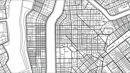 Blue outline vector city map of New York Lower Manhattan layout featuring streets roads and blocksBlue outline vector city map of New York Lower Manhattan layout featuring streets roads and blocks © Snowar