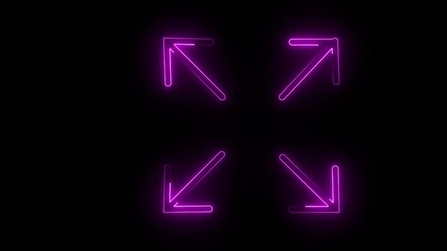 glowing neon fullscreen icon animation black background. 4K Video motion graphic animation.