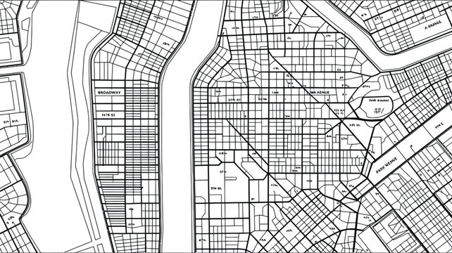 Blue outline vector city map of New York Lower Manhattan layout featuring streets roads and blocksBlue outline vector city map of New York Lower Manhattan layout featuring streets roads and blocks
