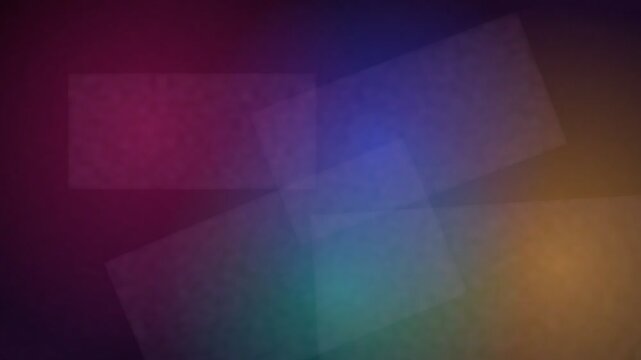 Floating translucent rectangular planes on a dark colorful gradient