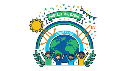 Fototapeta premium Environmental infographic about protecting the earth's ozone layer.