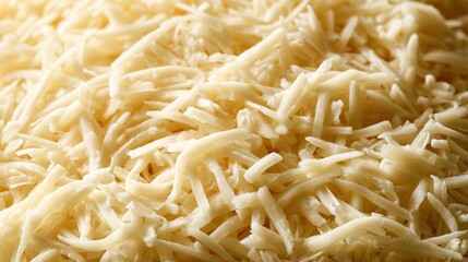 Fototapeta premium Close-up macro shot of shredded mozzarella cheese
