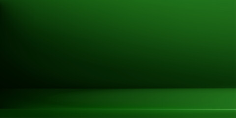 Dark green gradient studio background with elegant 3D podium. Vector bg illustration for luxury product display and professional presentation staging © MegaShabanov