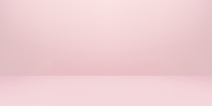 Clean abstract limbo setting featuring pink gradient walls, soft illumination on empty stage. Vector rose bg for showcasing products with sophisticated minimal aesthetic and subtle texture