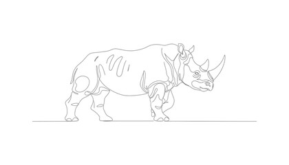 Rhinoceros standing in one line drawing © MOHAMMAD ALI