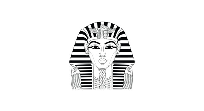 Egyptian pharaoh head in black and white