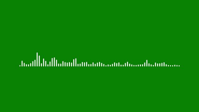 Podcast audio frequency signal meter, music equalizer rhythm bars effect 4k video.Audio waveform visualizer animation,Spectrum Animation on Green Background