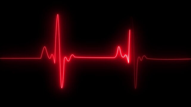 Red glowing heart rate line on black background