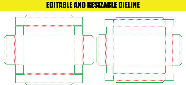 Detailed rectangular carton packaging dieline template for product shipping and retail display box construction plans