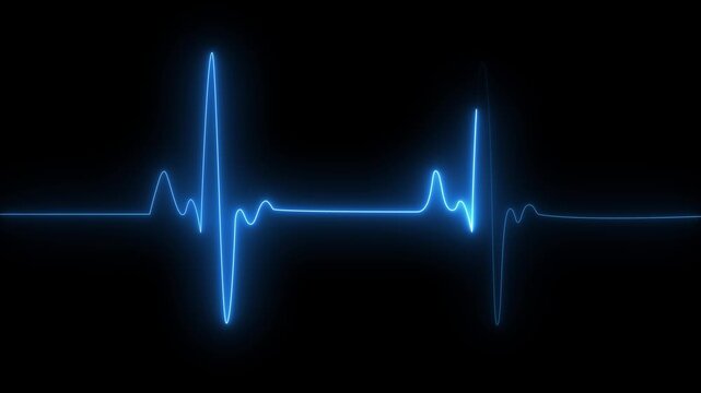 Glowing blue heart beat pulse line on dark background