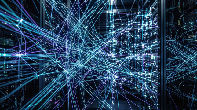 Data center network server abstract technology cyberspace connection fiber optic digital security data center network server abstract technology