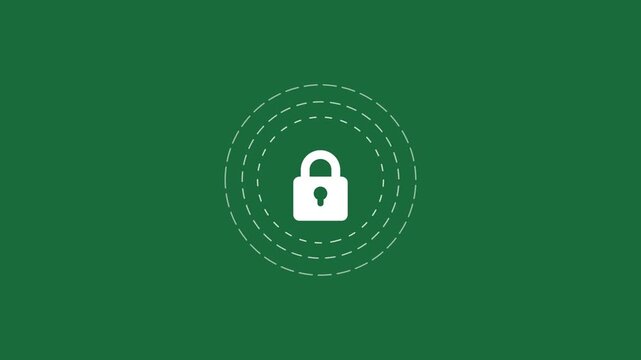 Cyber Security Concept with White Padlock Icon on Green Background
