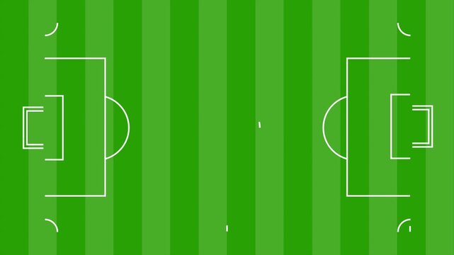 top view green field soccer football animation