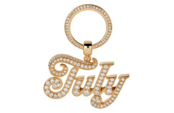 Gold diamond tuly keychain luxury accessory isolated on a transparent background