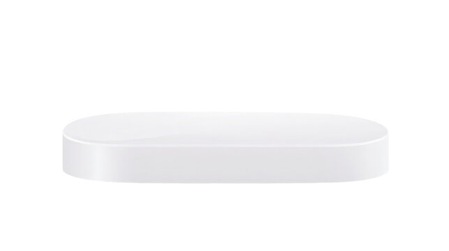 Isolated white rounded rectangle podium on transparent background