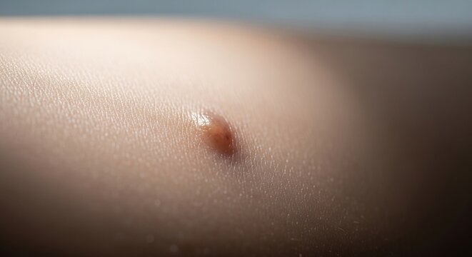 Skin lesion visible on human skin surface