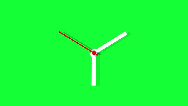 Clock hands moving fast on a green background