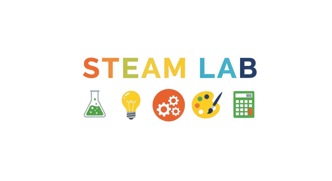 Steam lab educational concept icons isolated on transparent background